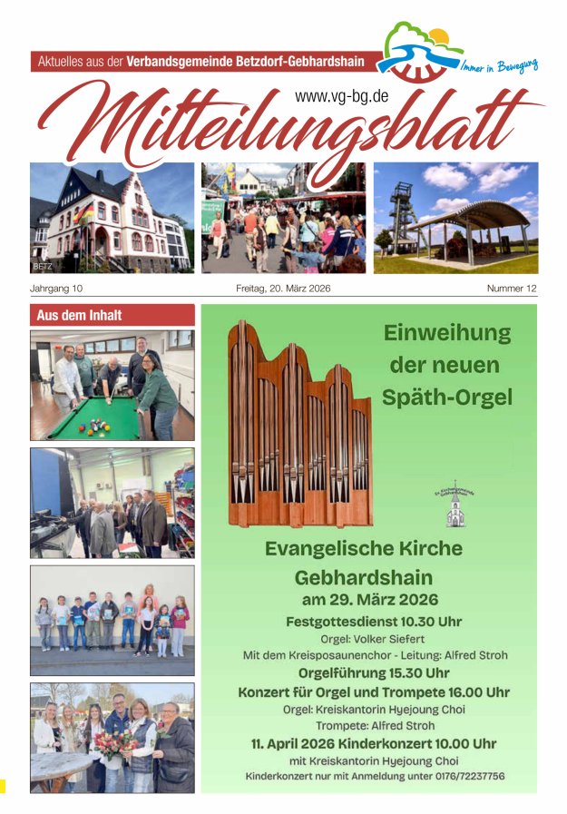 Aktuelles aus der VG Betzdorf-Gebhardshain, Ausgabe Betzdorf Titelblatt 12/2026