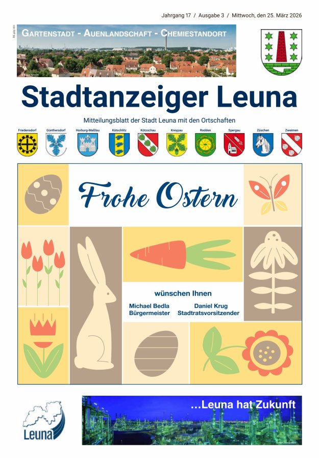 Stadtanzeiger – Mitteilungsblatt der Stadt Leuna mit den Ortschaften Titelblatt 03/2026