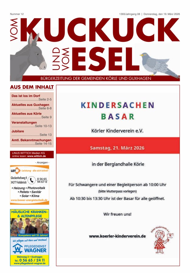 Vom Kuckuck und Esel (Guxhagen-Körle) Titelblatt 12/2026