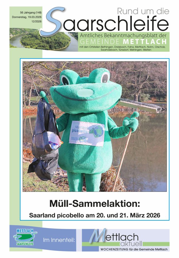 Rund um die Saarschleife Gemeinde Mettlach Titelblatt 12/2026