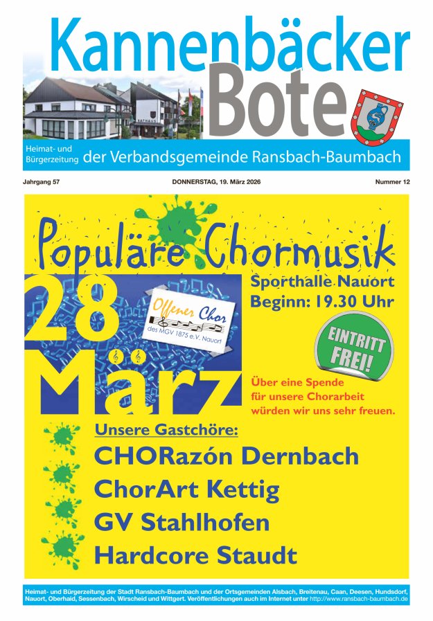 Kannenbäcker-Bote der Verbandsgemeinde Ransbach-Baumbach Titelblatt 12/2026