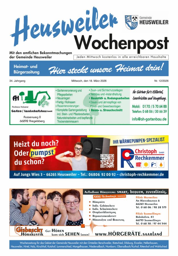 Heusweiler Wochenpost Titelblatt 12/2026