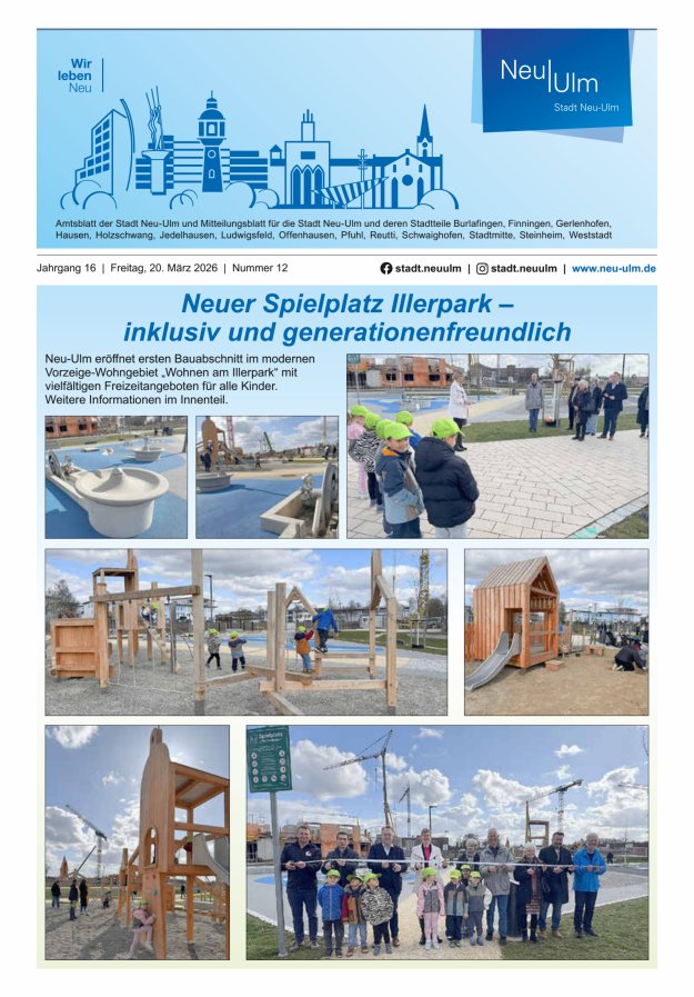 Amtsblatt der Stadt Neu-Ulm und Mitteilungsblatt für die Stadt Neu-Ulm Titelblatt 12/2026