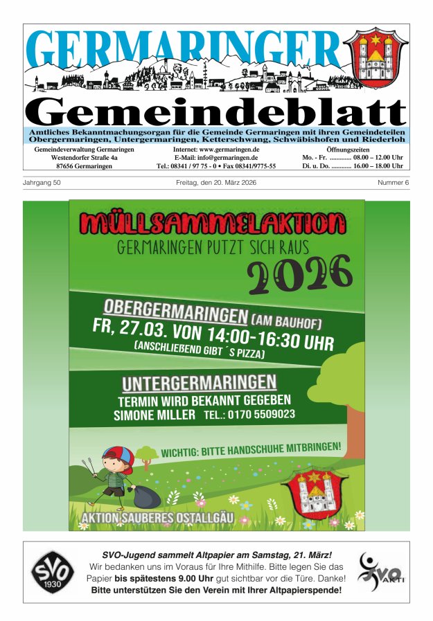 Germaringer Gemeindeblatt Titelblatt 06/2026