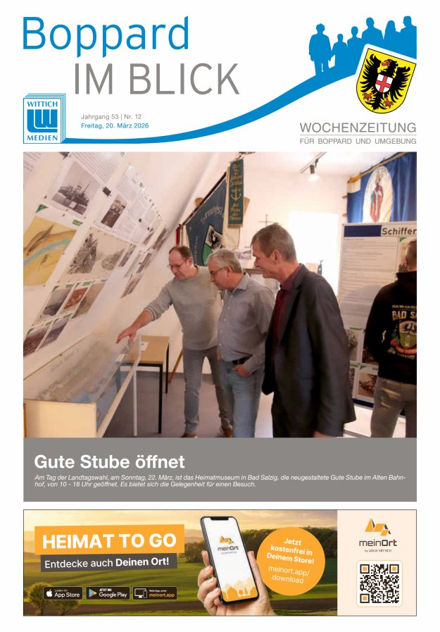 Boppard im Blick - Heimatzeitung für die Stadt Boppard Titelblatt 12/2026