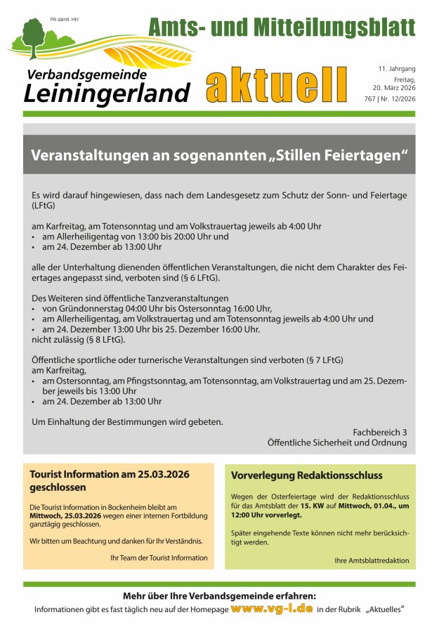 VG Leiningerland aktuell Titelblatt 12/2026