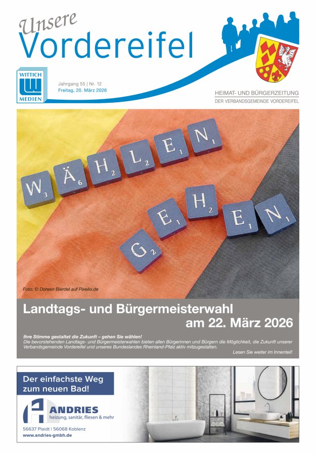 Mitteilungsblatt Vordereifel - Heimat- u Bürgerzeitung der VG Vordereifel Titelblatt 12/2026
