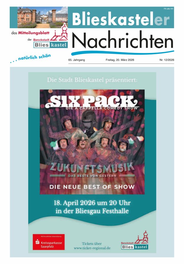 Blieskasteler Nachrichten  Titelblatt 12/2026