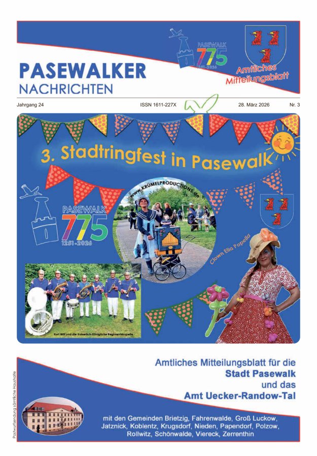 Pasewalker Nachrichten Titelblatt 03/2026