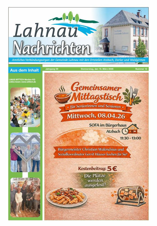 Lahnau Nachrichten Titelblatt 12/2026