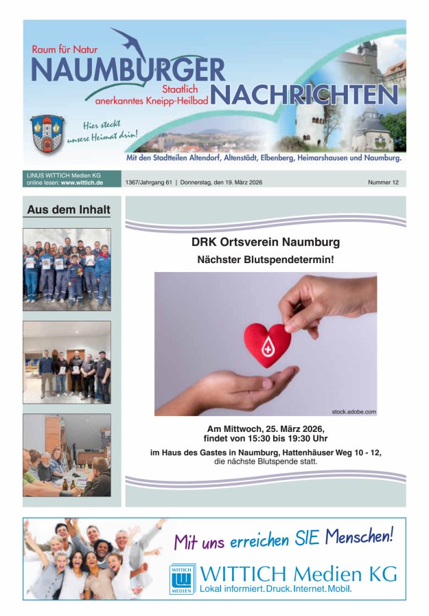 Naumburger Nachrichten Titelblatt 12/2026