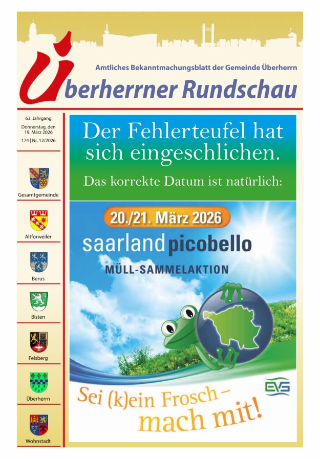 Überherrner Rundschau Titelblatt 12/2026