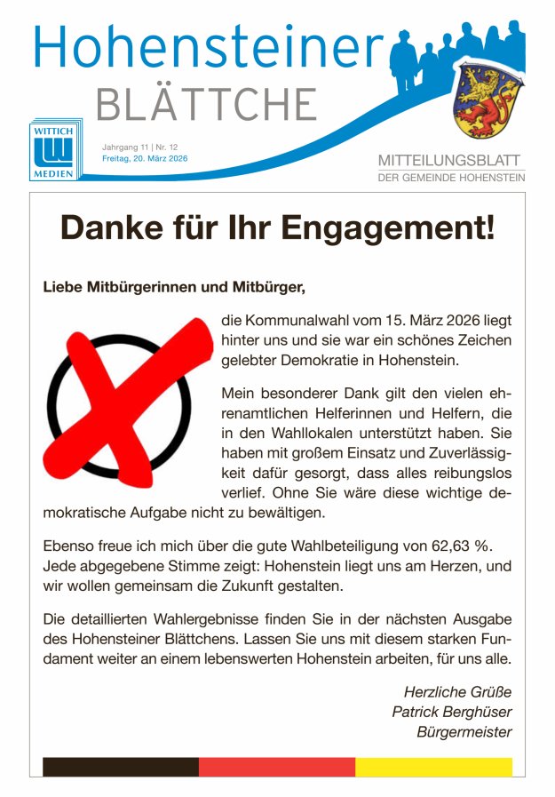 Hohensteiner Blättche Titelblatt 12/2026