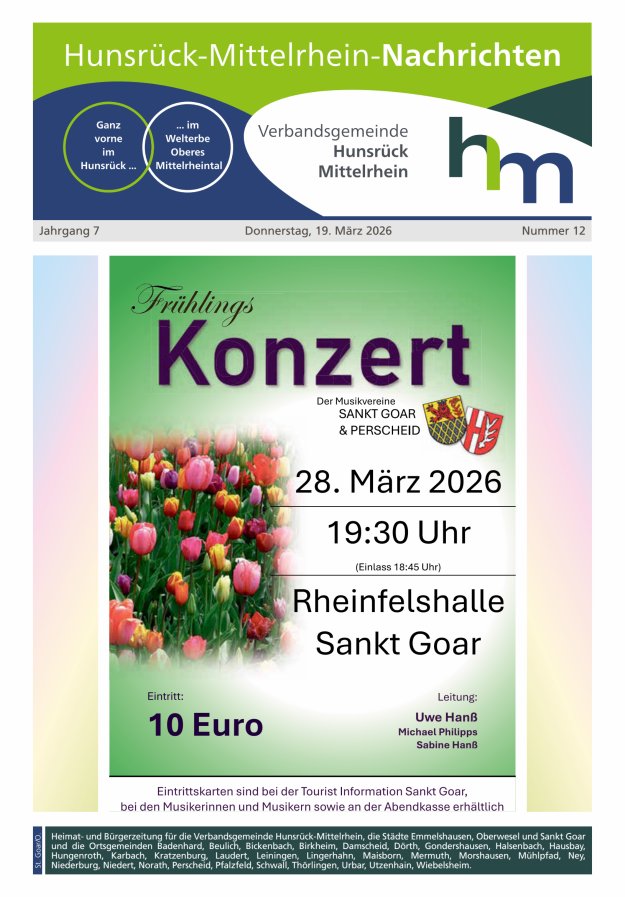 Hunsrück-Mittelrhein Nachrichten Ausgabe St Goar Oberwesel Titelblatt 11/2026