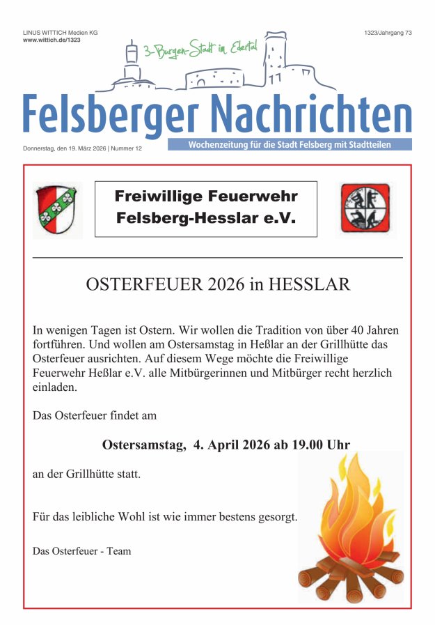 Felsberger Nachrichten Titelblatt 12/2026