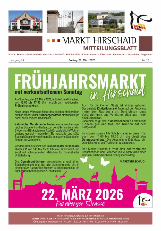 Mitteilungsblatt Markt Hirschaid Titelblatt 12/2026
