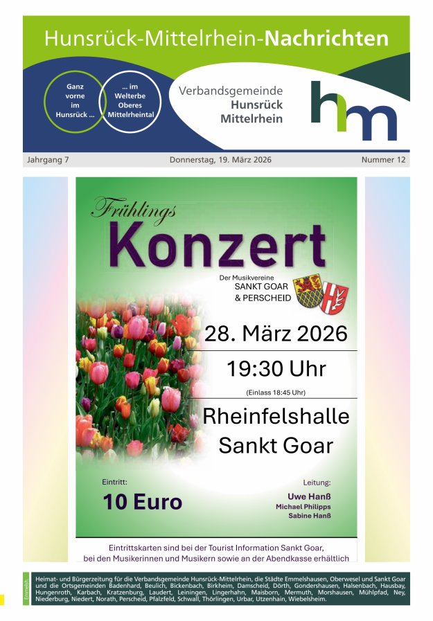 Hunsrück-Mittelrhein Nachrichten Ausgabe Emmelshausen Titelblatt 12/2026