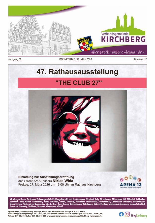 Mitteilungen der Verbandsgemeinde Kirchberg Hunsrück Titelblatt 12/2026