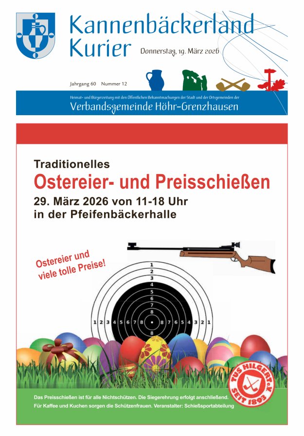 Kannenbäckerland-Kurier Verbandsgemeinde Höhr-Grenzhausen Titelblatt 12/2026