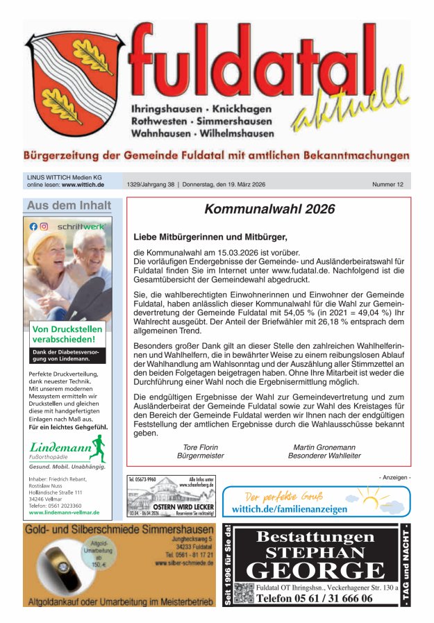Fuldatal aktuell Titelblatt 12/2026