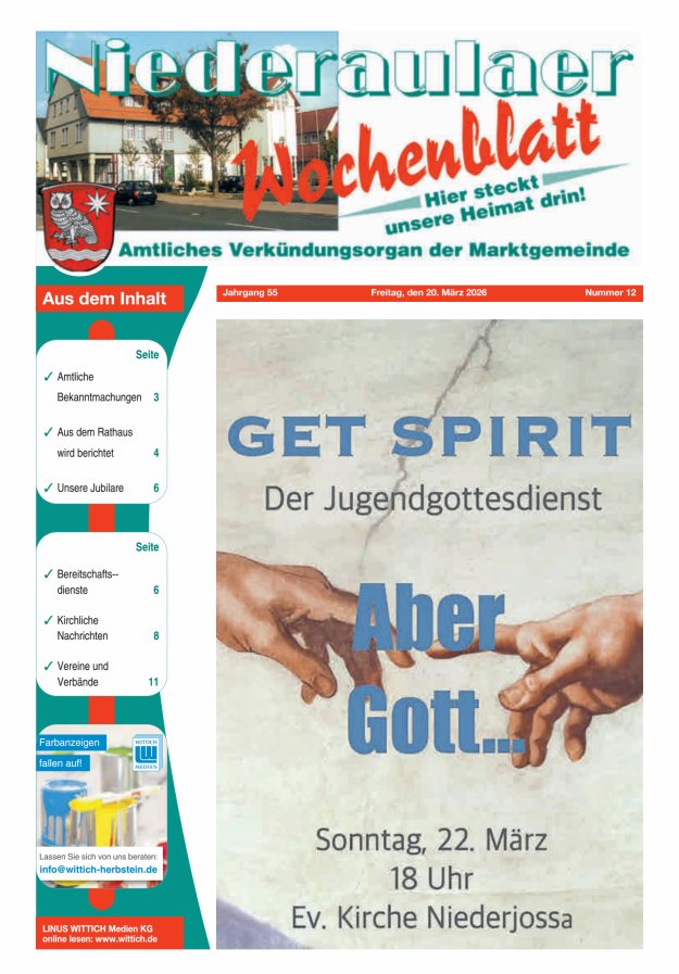 Niederaulaer Wochenblatt Titelblatt 12/2026