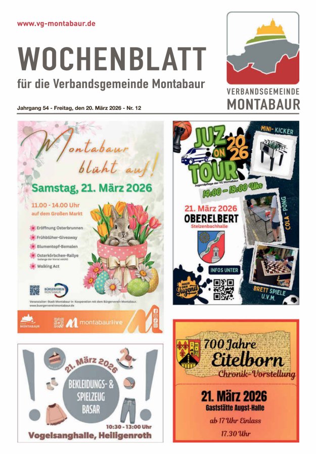 Wochenblatt der Verbandsgemeinde Montabaur Titelblatt 12/2026