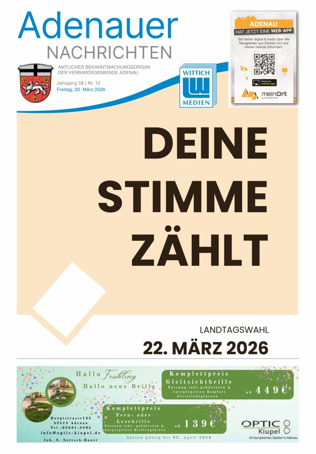 Adenauer Nachrichten Titelblatt 12/2026