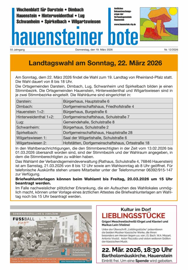 Hauensteiner Bote Titelblatt 12/2026