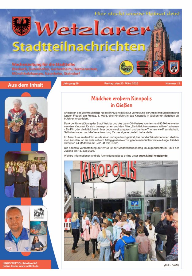 Wetzlarer Stadtteilnachrichten Titelblatt 12/2026