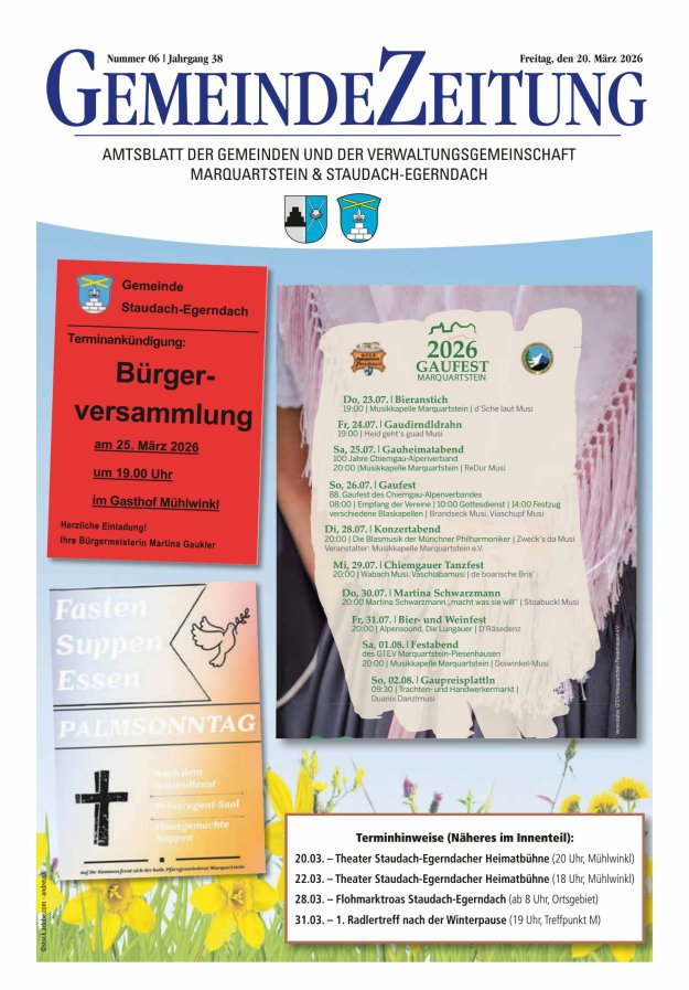 Marquartsteiner und Staudach-Egerndacher Nachrichten Titelblatt 06/2026