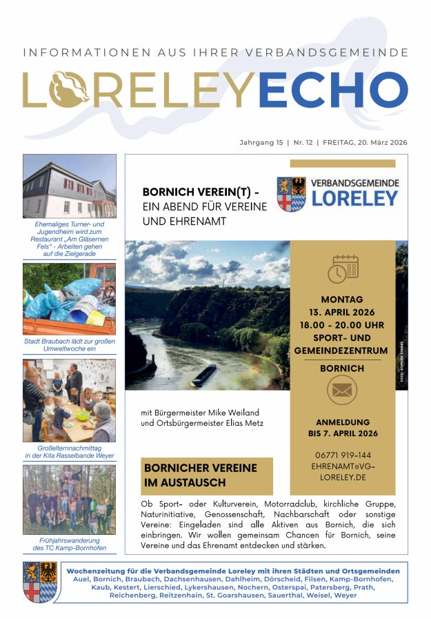 Loreley-Echo - Mitteilungsblatt der Verbandsgemeinde Loreley Titelblatt 12/2026