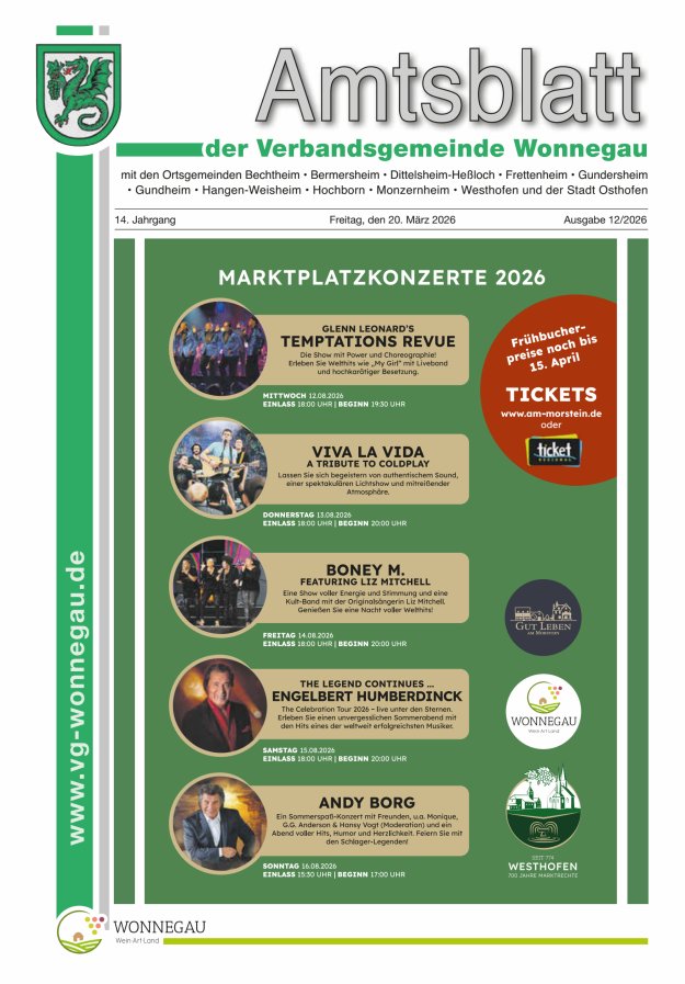 Amtsblatt VG Wonnegau Titelblatt 12/2026