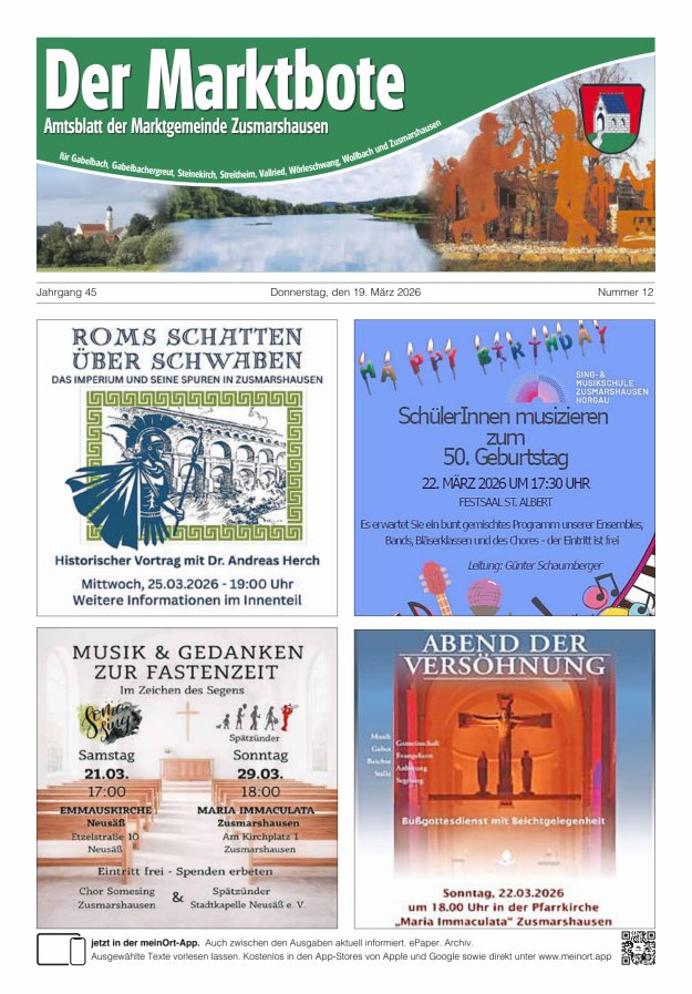 Zusmarshausen - Der Marktbote Titelblatt 12/2026