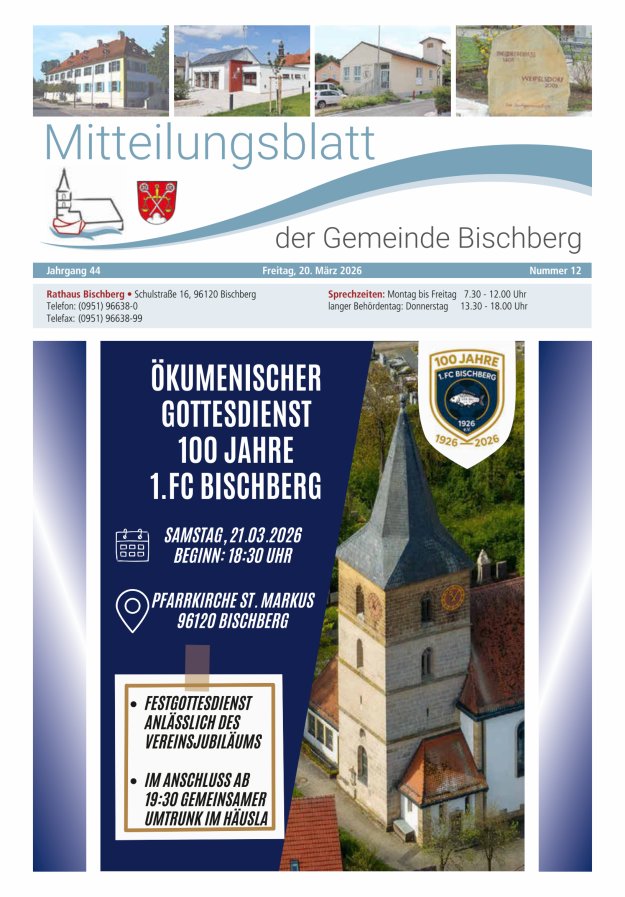 Mitteilungsblatt der Gemeinde Bischberg Titelblatt 12/2026