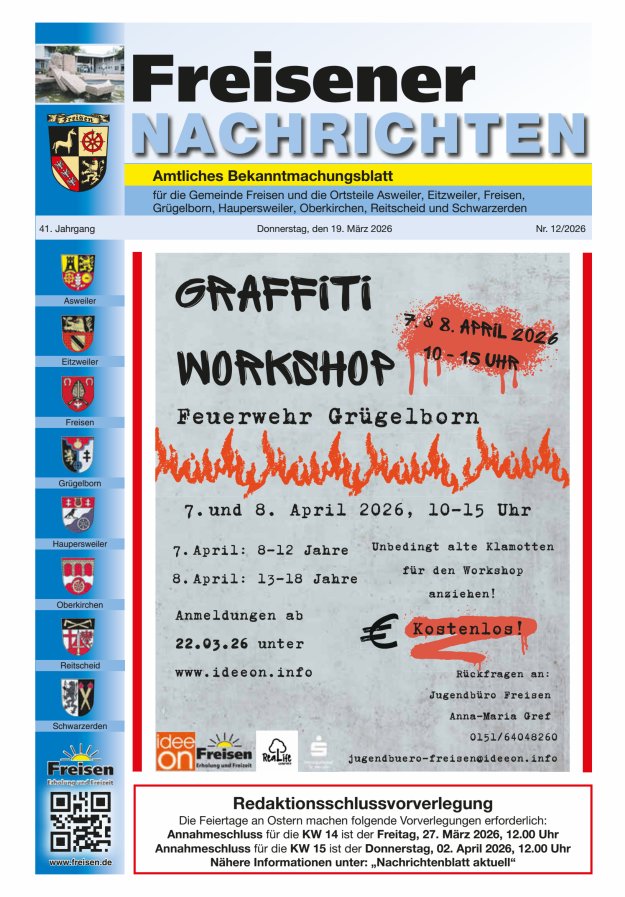 Freisener Nachrichten Titelblatt 12/2026