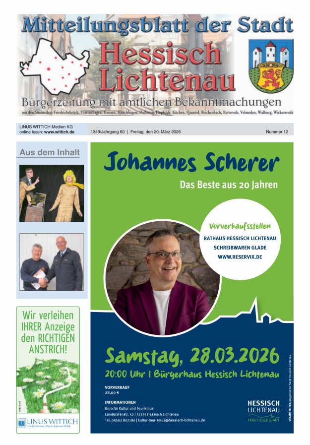 Mitteilungsblatt der Stadt Hess Lichtenau Titelblatt 12/2026