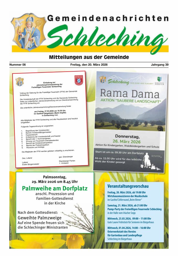 Gemeindenachrichten Schleching Titelblatt 06/2026