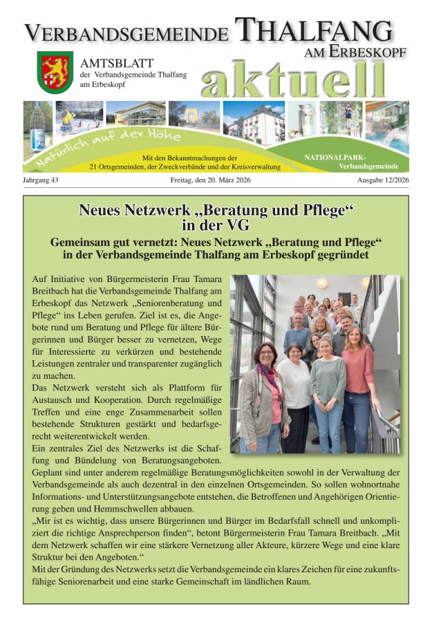 Thalfang aktuell - Amtsblatt VG Thalfang Titelblatt 12/2026