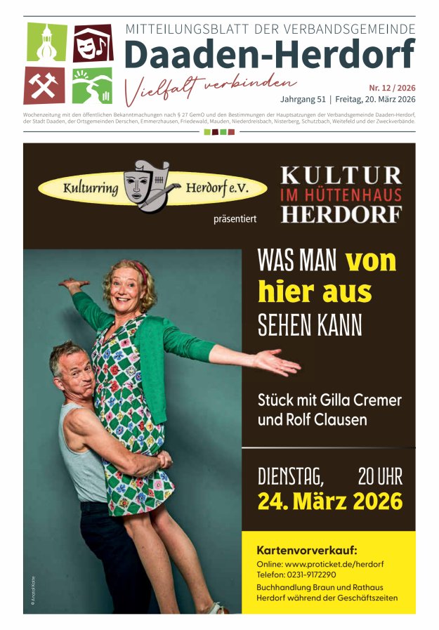 Mitteilungsblatt der Verbandsgemeinde Daaden-Herdorf Titelblatt 12/2026