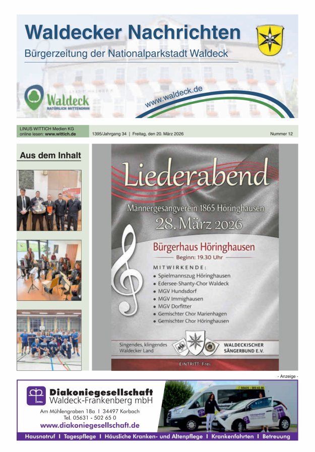 Waldecker Nachrichten Titelblatt 12/2026