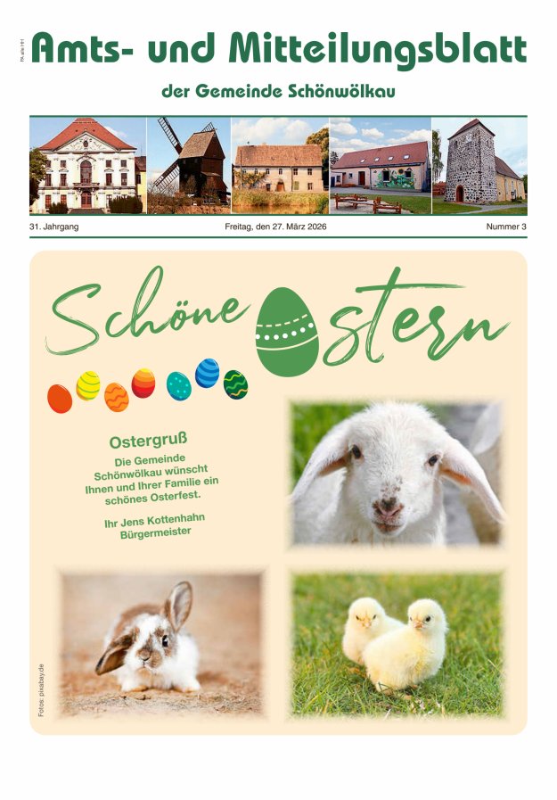 Amts- und Mitteilungsblatt der Gemeinde Schönwölkau Titelblatt 03/2026