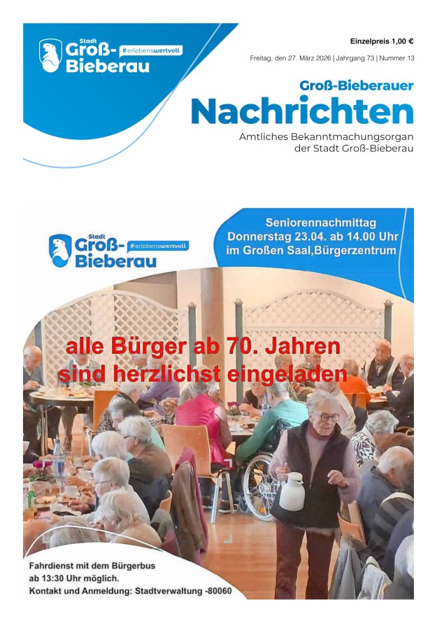 Groß-Bieberauer Nachrichten Titelblatt 13/2026