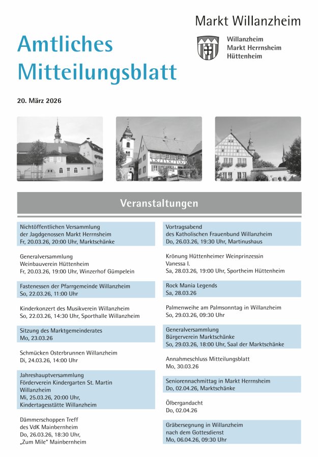 Amtliches Mitteilungsblatt des Marktes Willanzheim Titelblatt 06/2026
