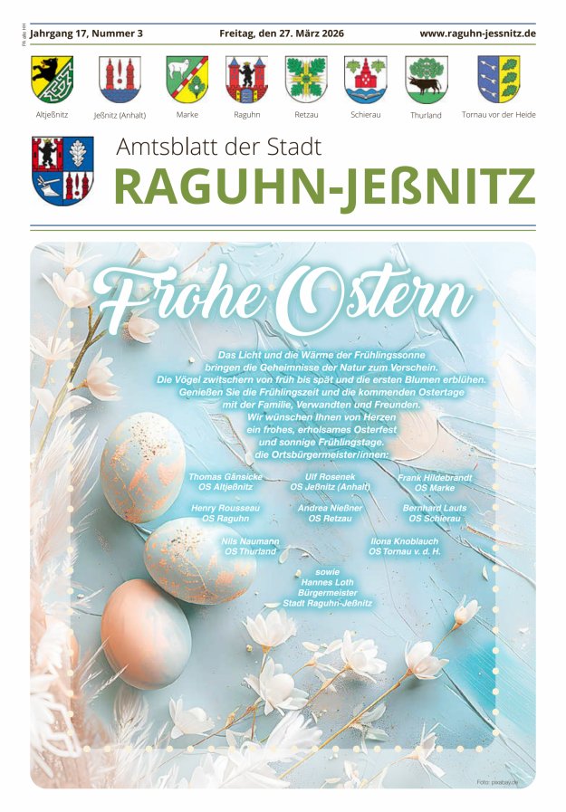 Amtsblatt der Stadt Raguhn-Jeßnitz Titelblatt 03/2026