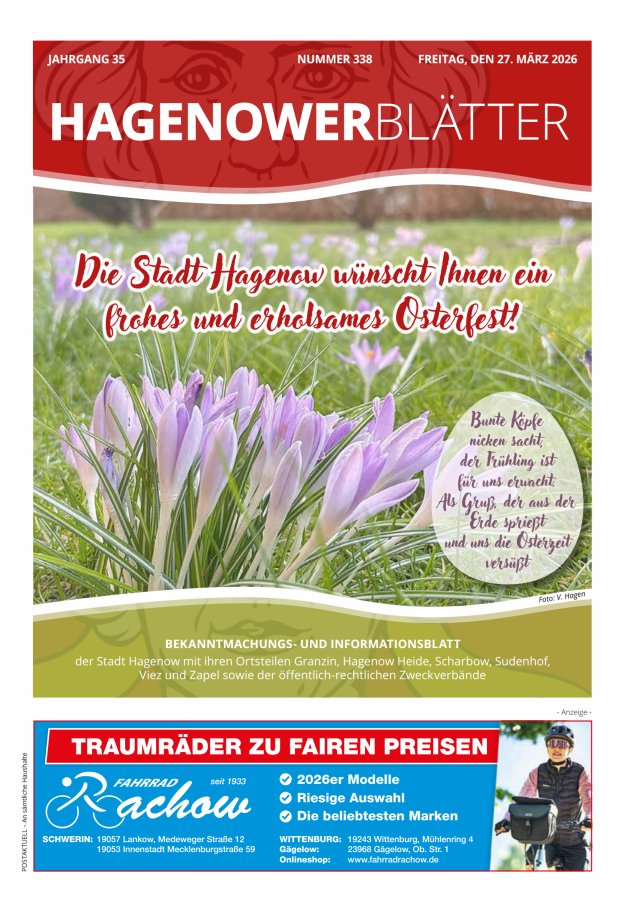 Hagenower Blätter Titelblatt 338/2026