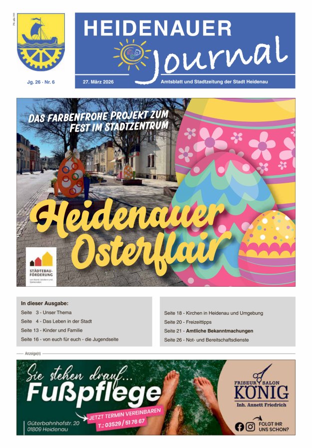 Heidenauer Journal - Amtsblatt und Stadtzeitung der Stadt Heidenau Titelblatt 06/2026