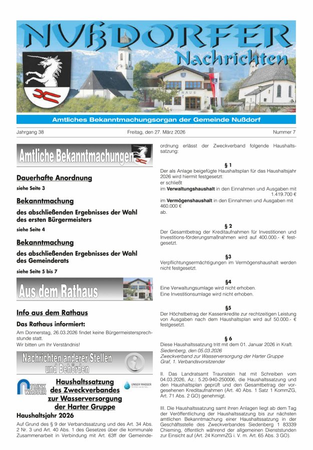 Nußdorfer Nachrichten Titelblatt 07/2026