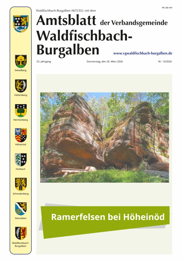 Amtsblatt der Verbandsgemeinde Waldfischbach-Burgalben Titelblatt 13/2026