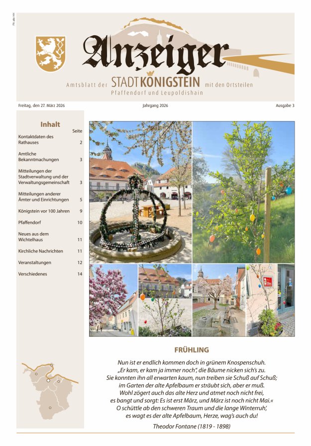 Amtsblatt der Stadt Königstein Titelblatt 03/2026