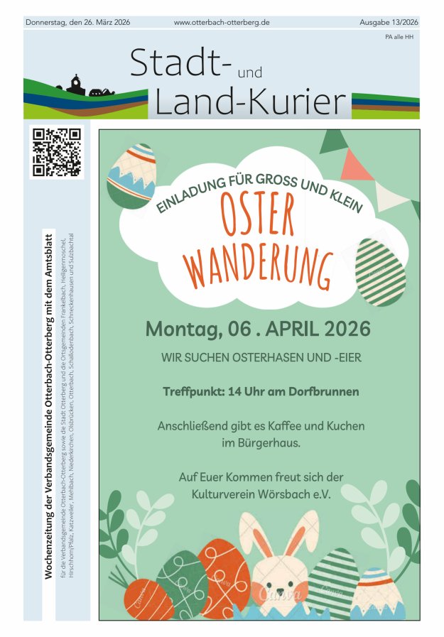Stadt- und Land-Kurier Otterbach-Otterberg Titelblatt 13/2026